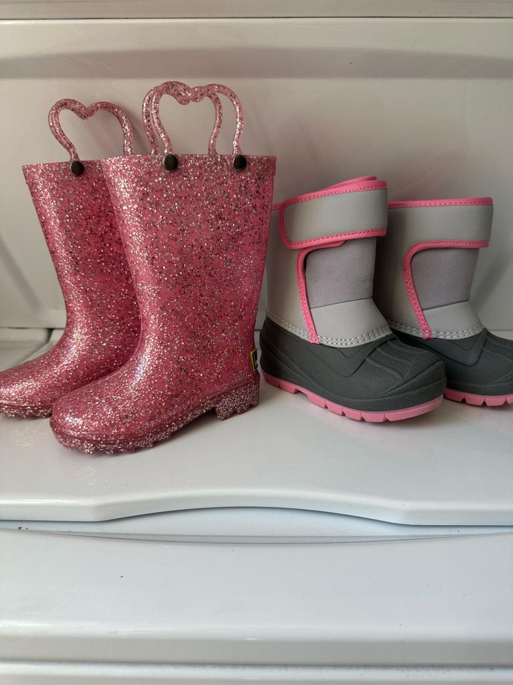 Girls winter shoe bundle Kids Pink Glitter Rain Boots and snow boots size 6